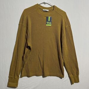 DSG Shirt Men's S Honey Brown 100% Cotton Waffle Knit Crew Neck‎ Long Sleeve